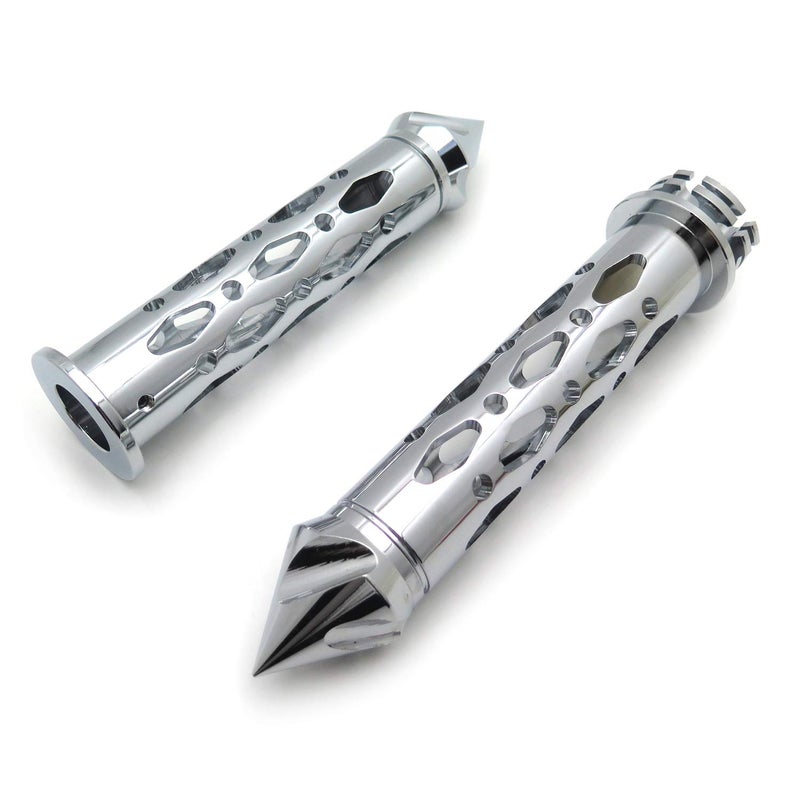 XKMT-Chrome CNC Billet 7/8" 22mm Spike Car Ends Hand Grips Compatible with Suzuki GSXR Hayabusa Yamaha FZR YZF 600 R1 R6 [B01G80SELW] - Image 2